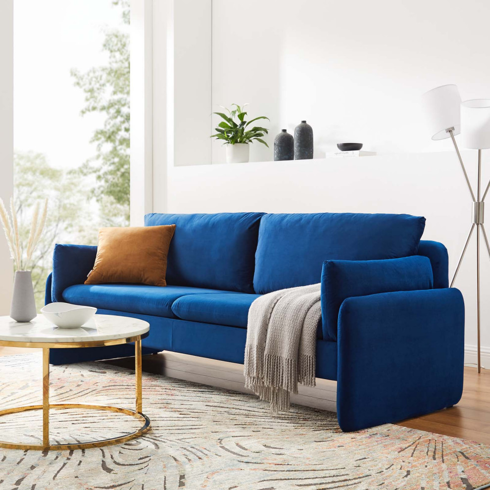 Indicate Performance Velvet Sofa   Contemporary   Sofas   by House Bound  Houzz