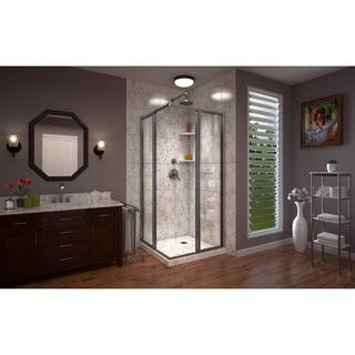 DreamLine Cornerview 34.5 in. W x 72 in. H Square Sliding Framed Corner Shower Enclosure in Brushed Nickel SHEN-8134340-04