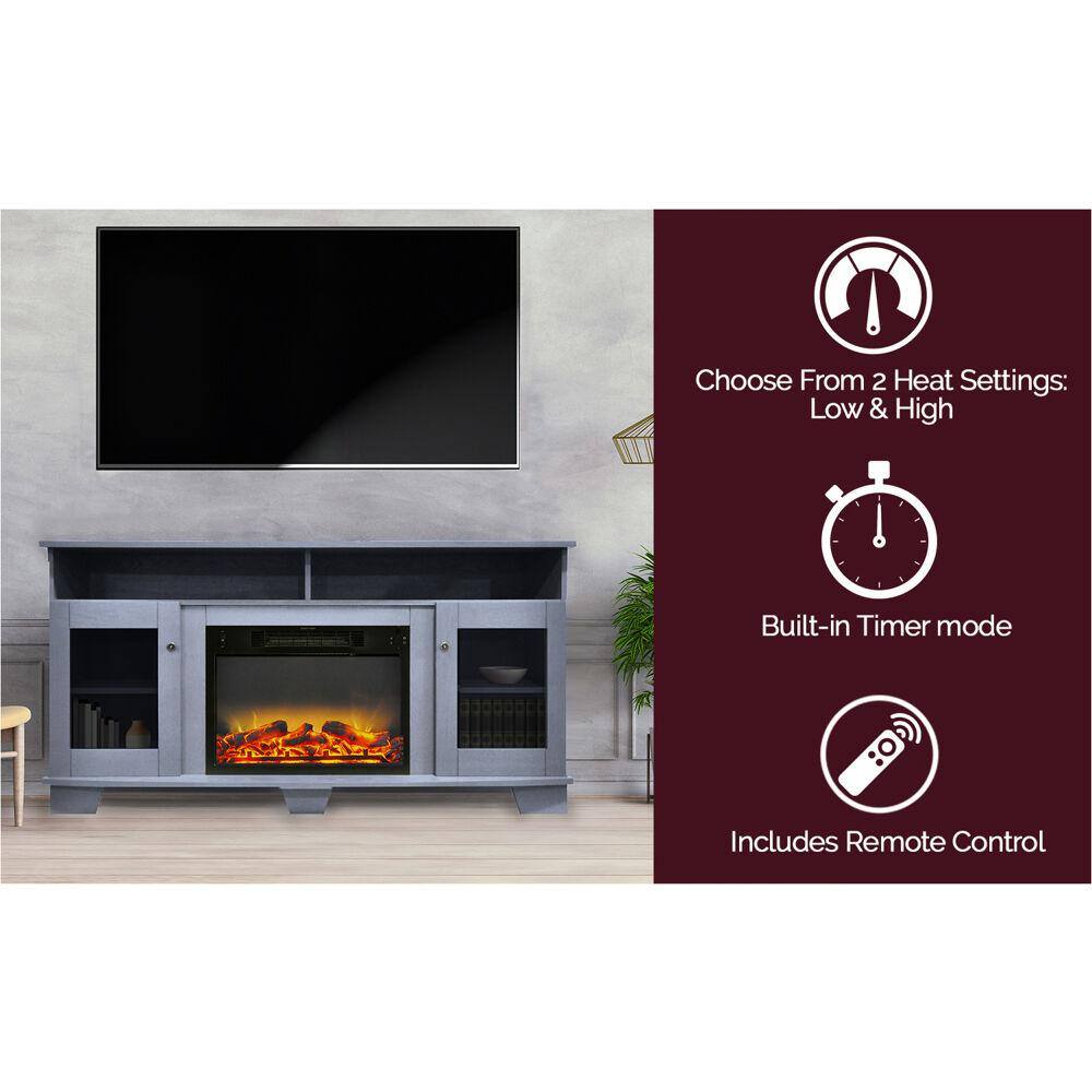 Cambridge Savona 59 in. Electric Fireplace with Enhanced Log Display in Blue CAM6022-1SBLLG2