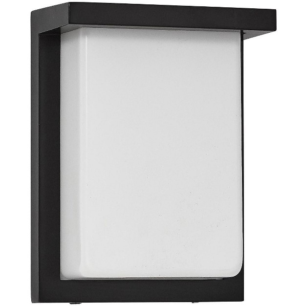 Hamilton Hills 8 Inch Brushed Nickel Squared Flush Mount Outdoor Light Fixture Black