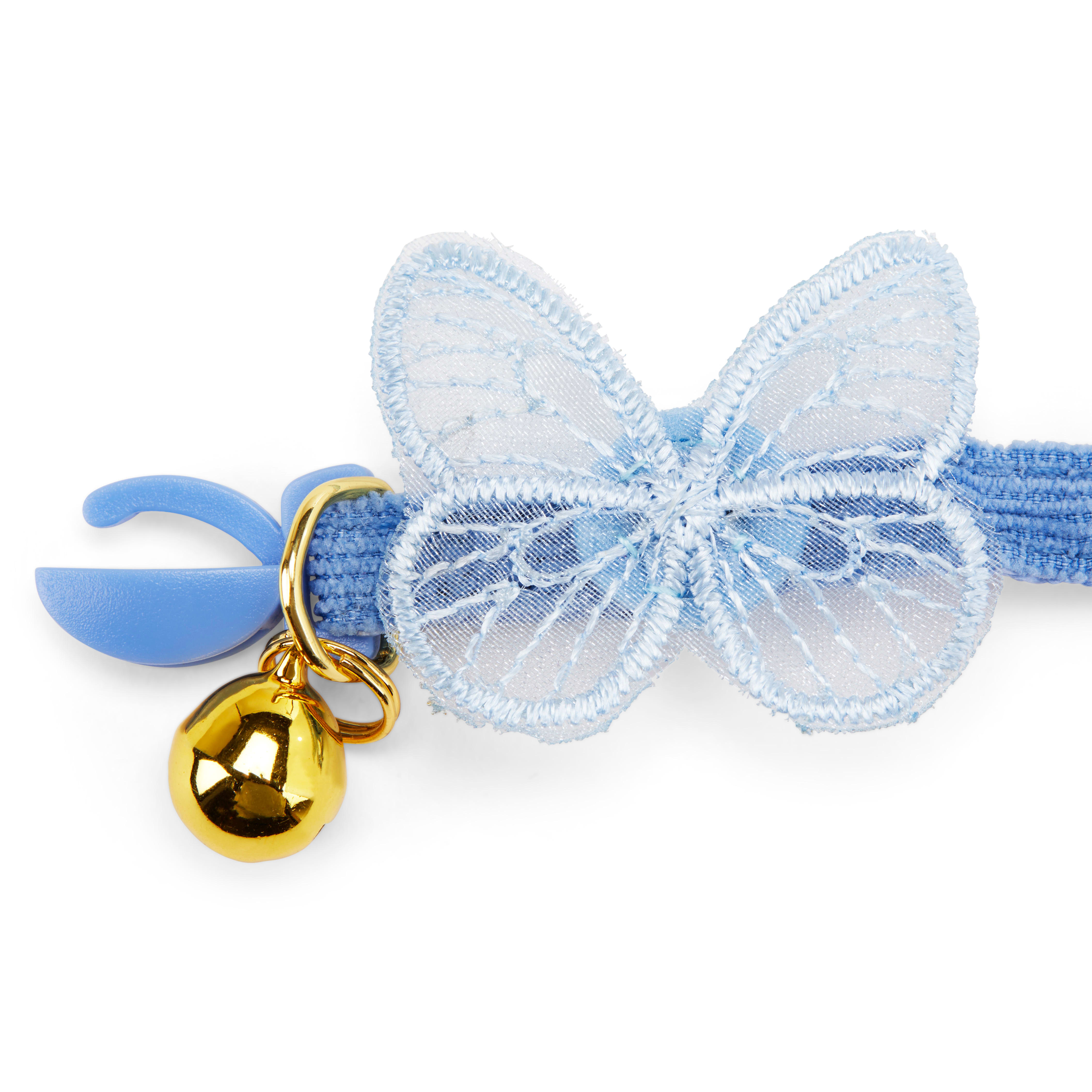 YOULY The Happy-Go-Lucky Blue Butterfly-Embellished Breakaway Kitten Collar