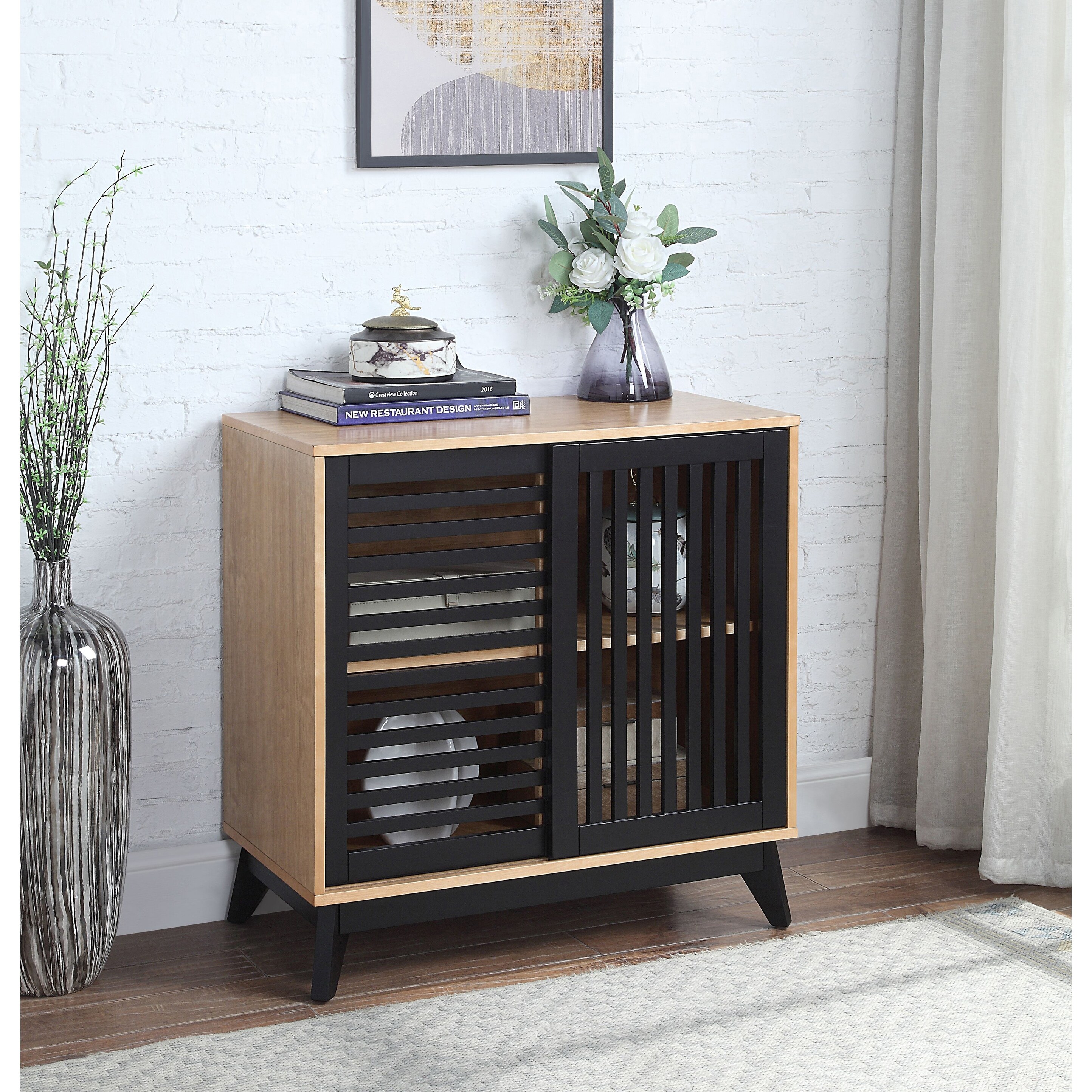 ACME Gamaliel Console Table in Oak and Espresso