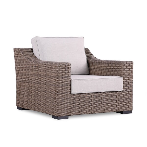 Manhattan Rustic Wicker Rattan Lounge Arm Chair，Beige