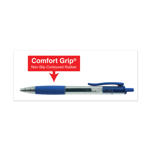 Universal Comfort Grip Retractable Gel Pen， 0.7mm， Blue Ink， Translucent Blue Barrel， Dozen (39913)