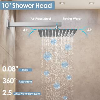 CRANACH 3-Spray 2.5 GPM 10 in. Wall Mount Dual Shower Heads Fixed and Handheld Shower Head in Brushed Nickel (Valve Included) M6646NI-10BL-1