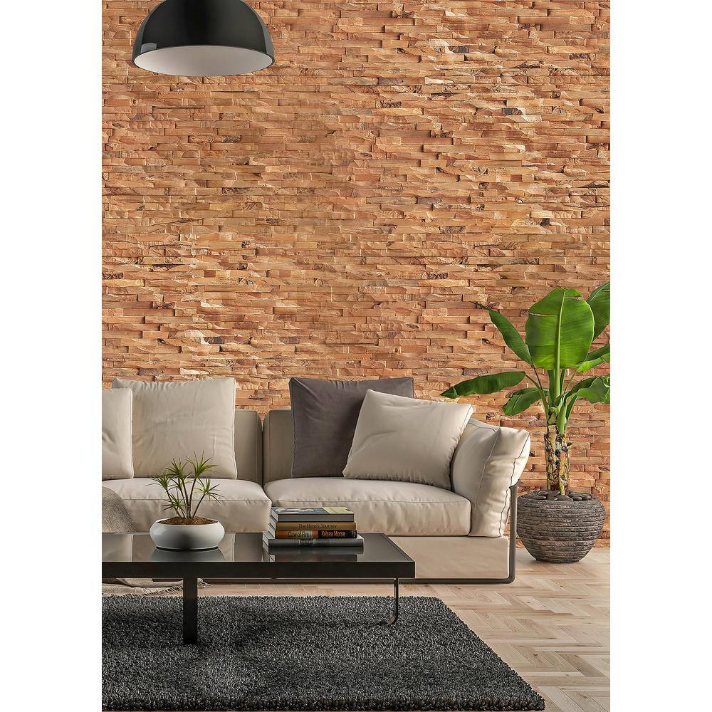 Wallscapes 1 in. x 6 in. x 2 ft. Cappuccino Hevea Rockwood Interlock Edge Hardwood Boards (11-Pack 10.83 sq. ft.) WSWCROCK-CAP