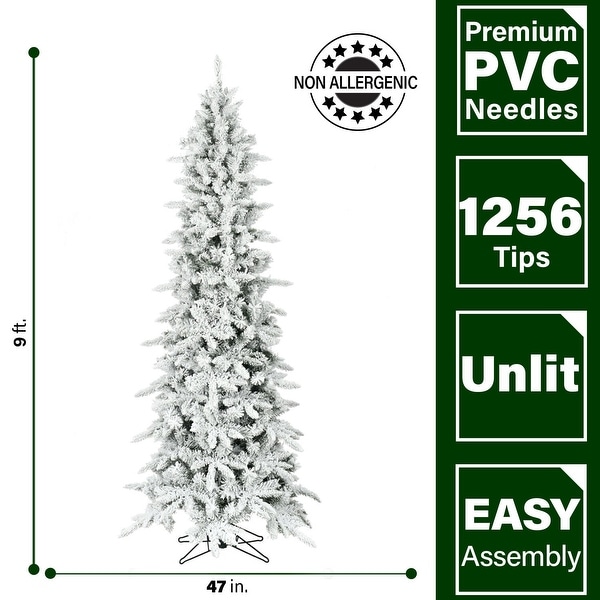 Fraser Hill Farm 9Ft. Slim Mountain Pine Flocked Christmas Tree