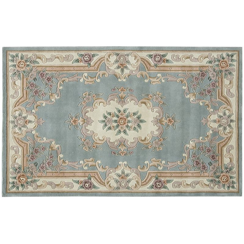 Rugs America New Aubusson Framed Floral Wool Rug