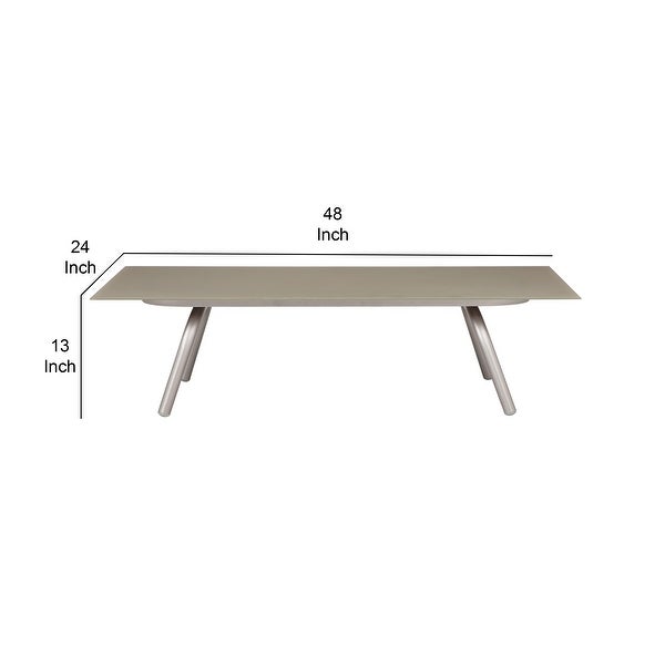 Phil 48 Inch Coffee Table， Tempered Glass Top， Smooth Gray Aluminum Frame