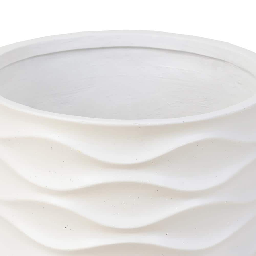 Luxen Home Waves Design MgO White Composite Decorative Pots (2-Pack) WHPL872