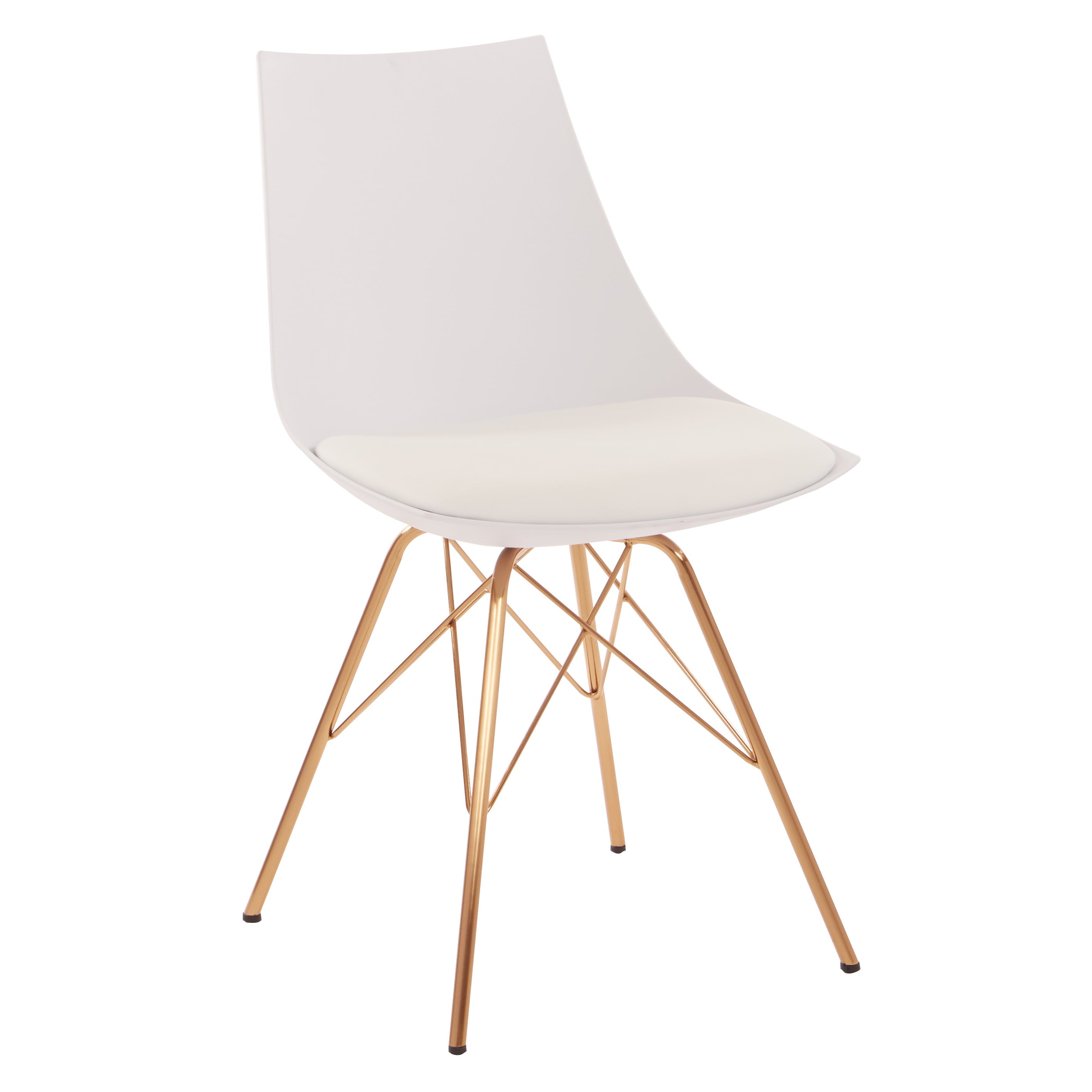 OSP Home Furnishings Oakley Chair in White Faux Leather with Gold Chrome Base