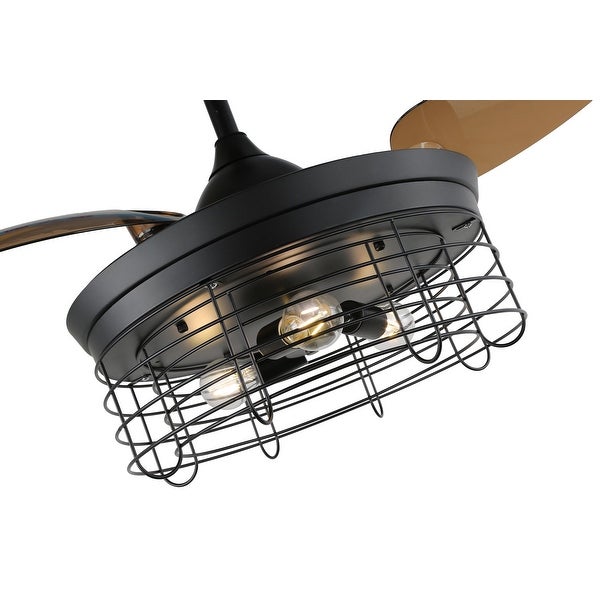 Oaks Aura 42In Industrial 3-blade retractable Cage Ceiling Fan with Remote Control Shopping - The Best Deals on Ceiling Fans | 40245053