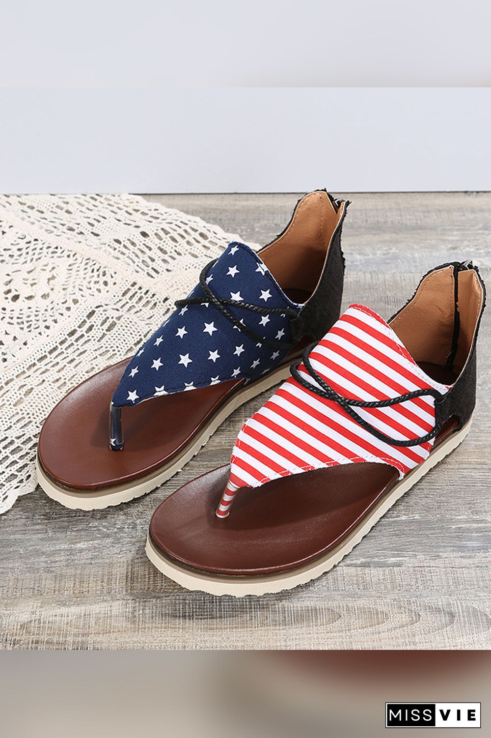 US Flag Sunflower Flat Sandals Wholesale