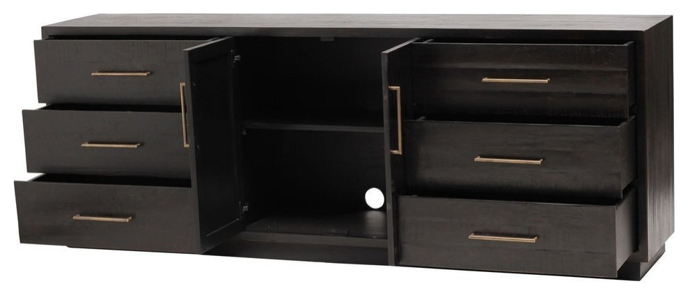 Calera Large Media Console  Burnished Black   Transitional   Media Cabinets   by Virgil Stanis Design  Houzz