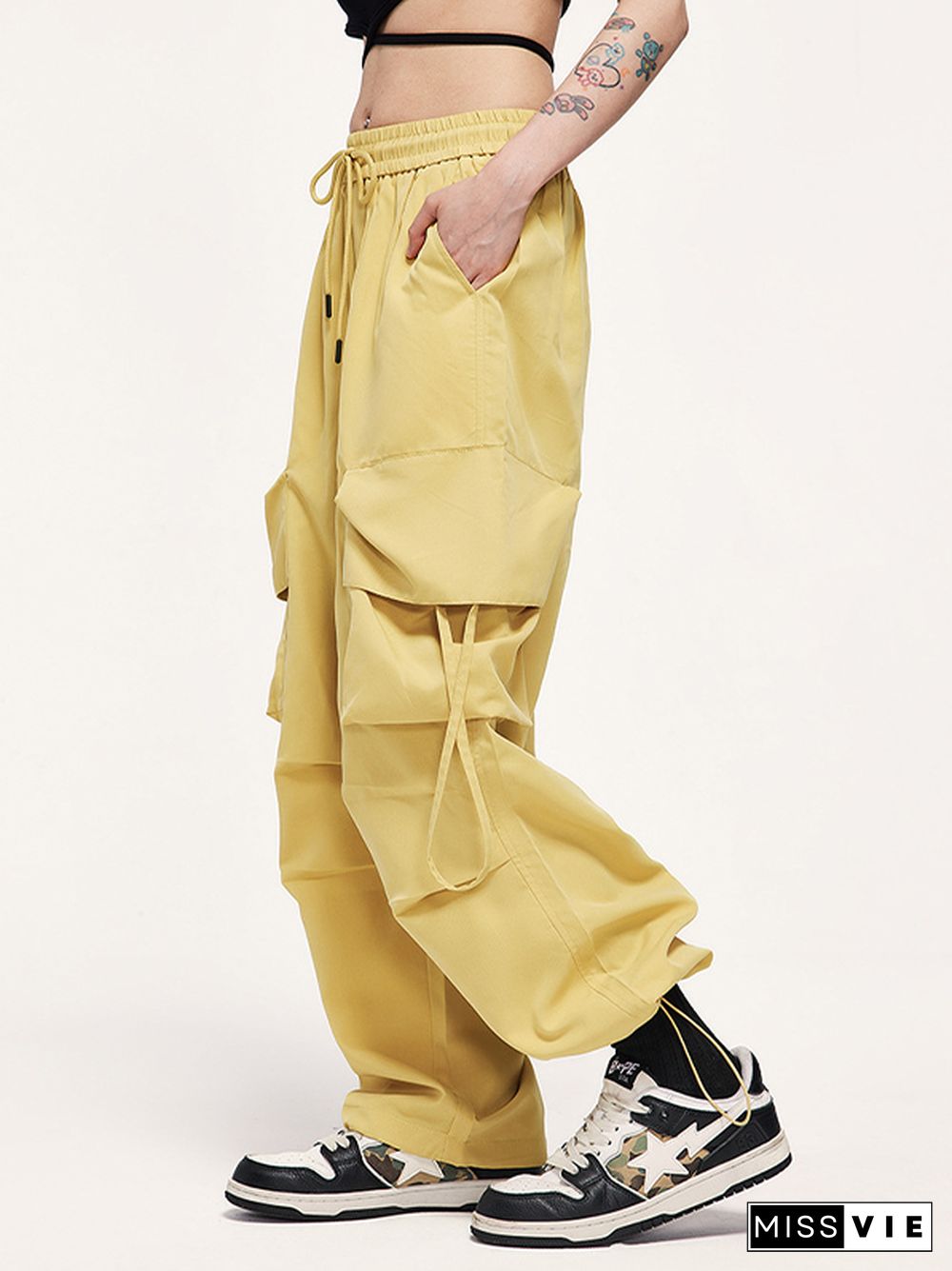 Street Big Pocket Ruched Cargo Pants