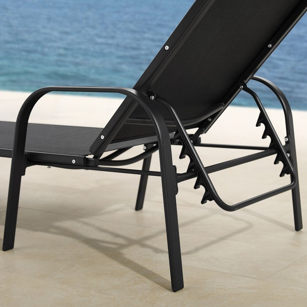 Corvus Antonio Outdoor Black Sling Fabric Adjustable Chaise Lounge
