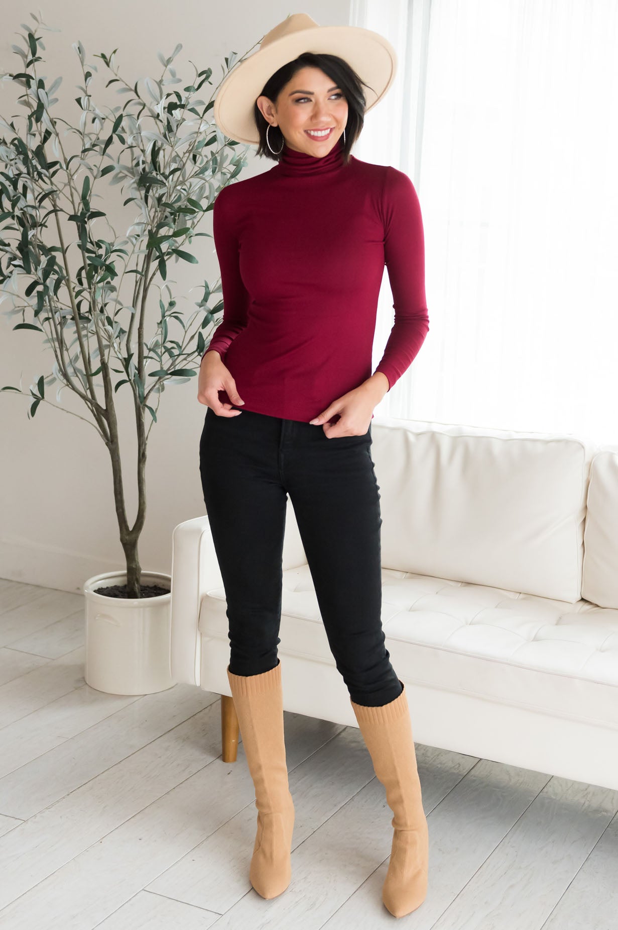 Sway Me Away Modest Turtleneck Top