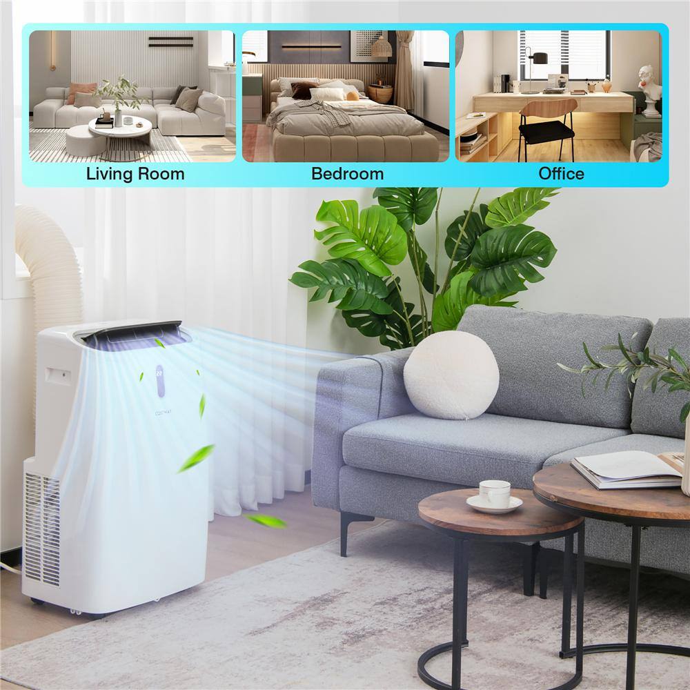 Costway 14000 BTU (8800 BTU DOE) Portable Air Conditioner 4-in-1 Air Cooler with App and Wi-Fi Smart Control FP10116US-WH