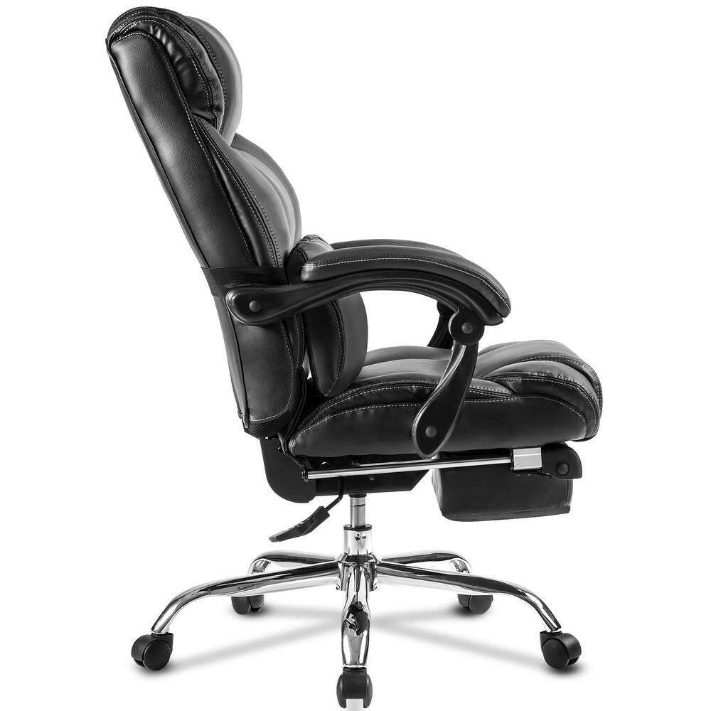 High Quality PU Leather Adjustable Executive Office Chair  Adjustable Height Swivel Desk Chair with Padded Armrest and Footrest