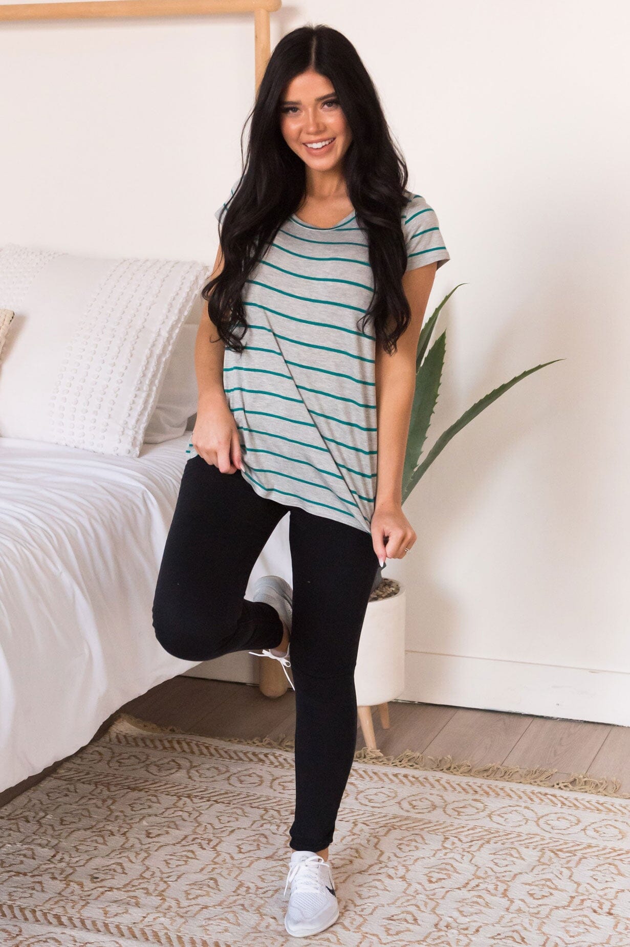 Casual Stripes Modest Tee