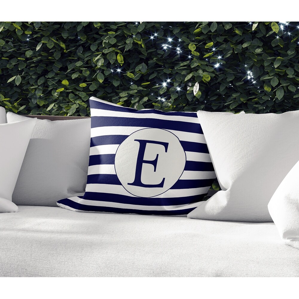 MONO NAVY STRIPED E IndoorOutdoor Pillow By Kavka Designs