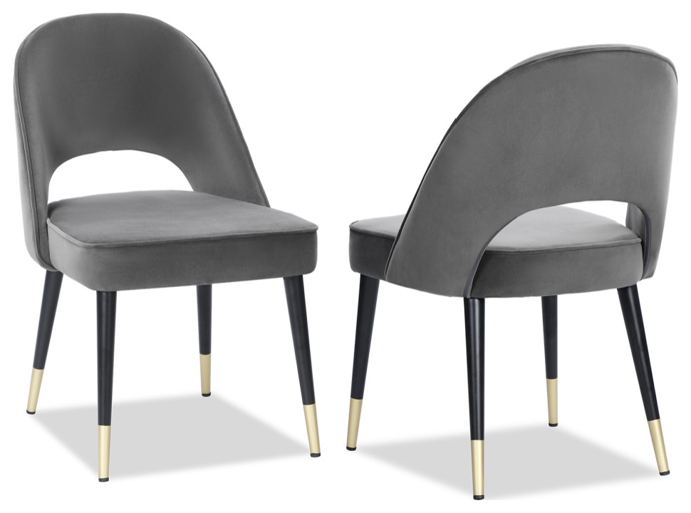 Gray Velvet Dining Chairs (2)  Liang  ampEimil Yves   Midcentury   Dining Chairs   by Oroa   Distinctive Furniture  Houzz