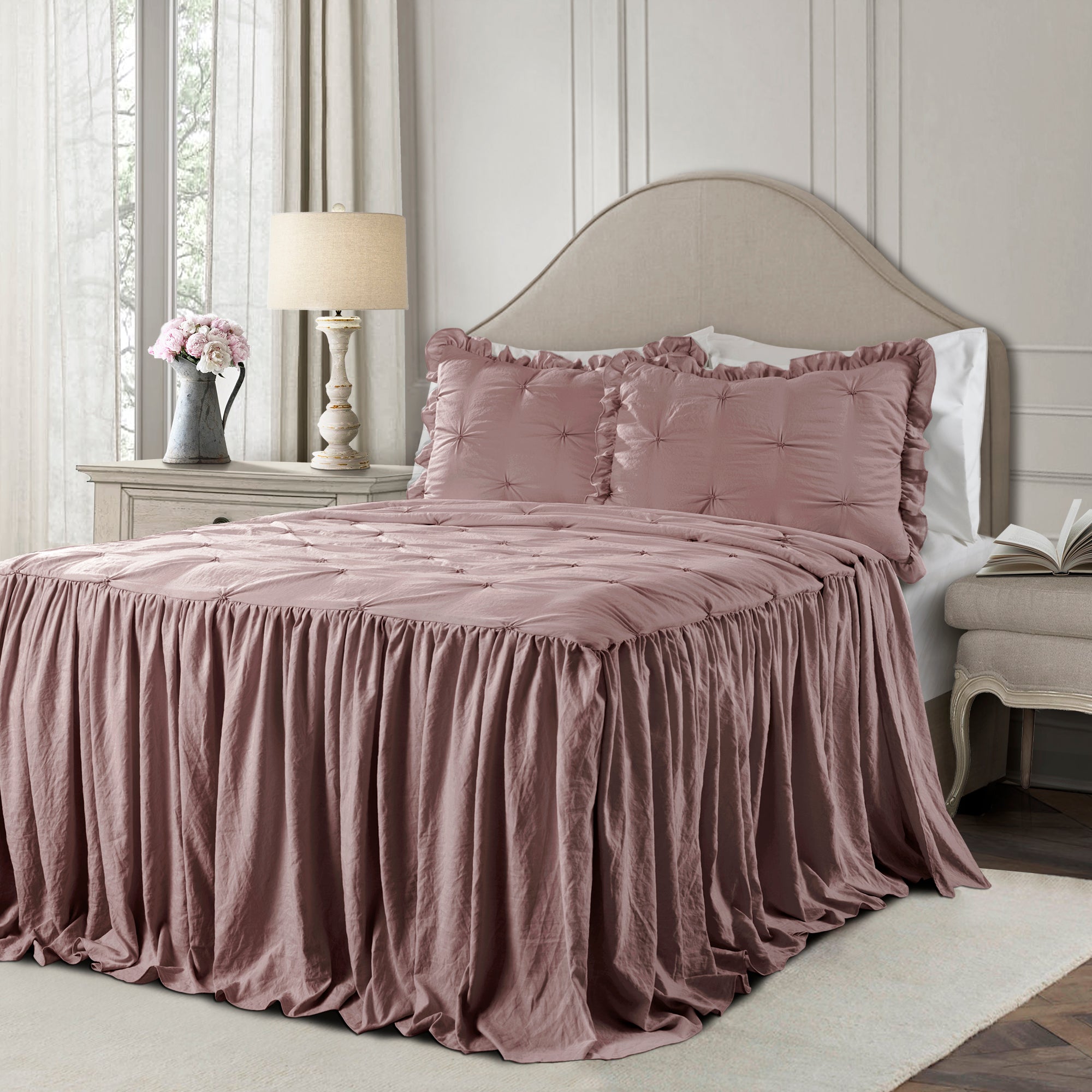 Ravello Pintuck Ruffle Skirt Bedspread Set