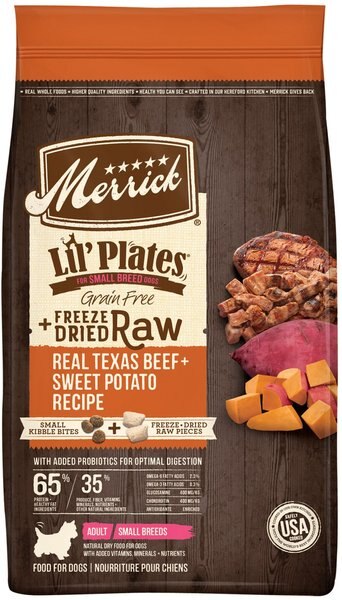 Merrick Lil' Plates Grain-Free Chicken-Free Beef and Sweet Potato Recipe with Freeze-Dried Raw Bites Dry Dog Food