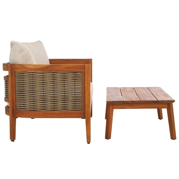 SAFAVIEH Outdoor Amanda Solid Wood Bench and Table Set