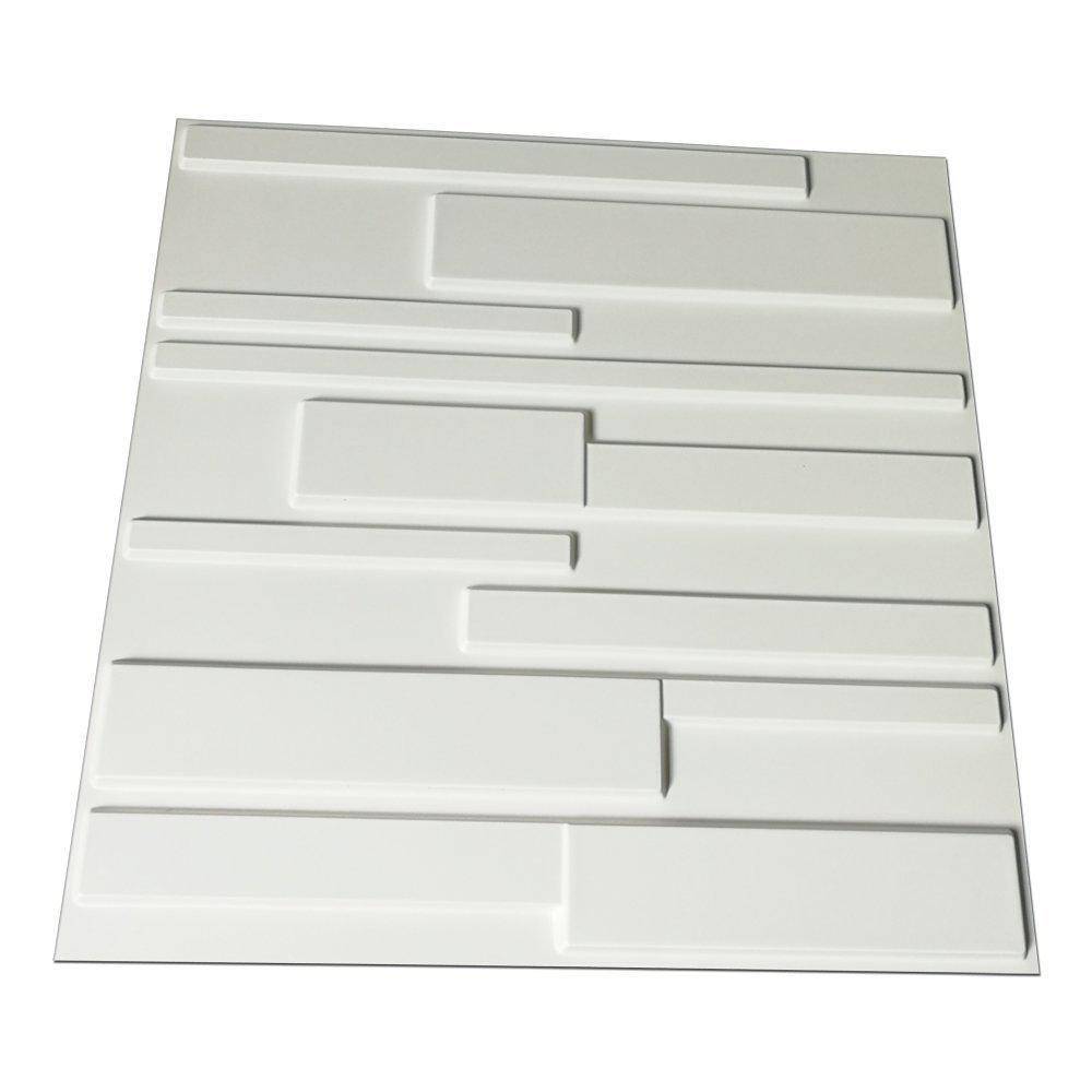 Art3dwallpanels 19.7 in. x 19.7 in. x 1 in. PVC Brick 3D Wall Panels in Matt White (12-Pack) A10hd032