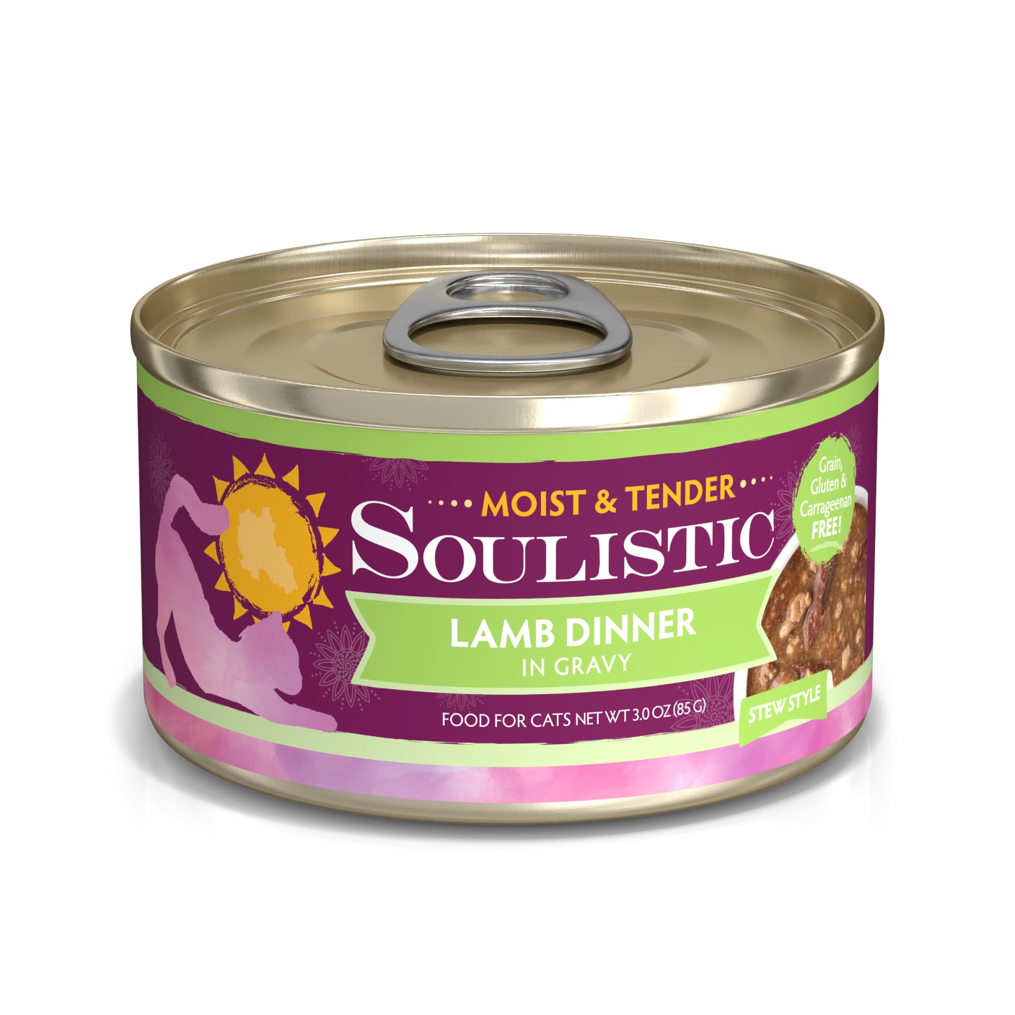 Soulistic Moist  Tender Lamb Dinner in Gravy Wet Cat Food， 3 oz.， Case of 12