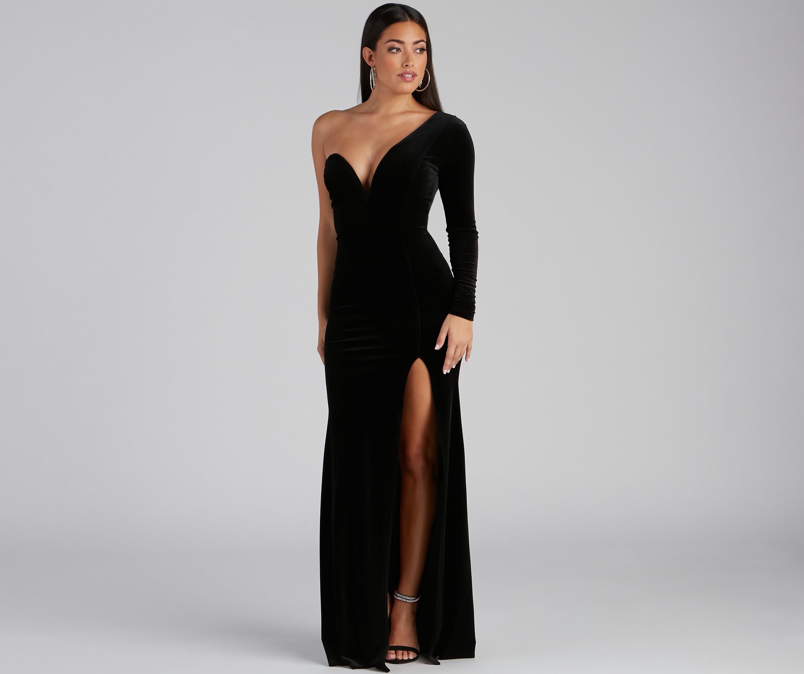 Cheyenne Formal One-Shoulder Velvet Dress