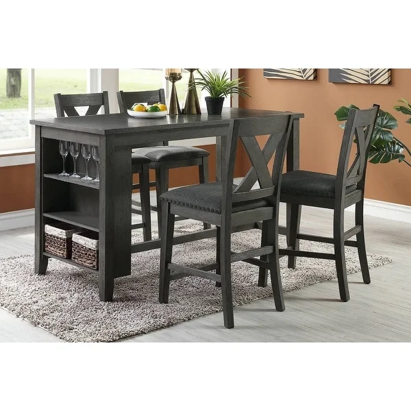 Modern Dining Room Furniture Chairs Set of 2 Counter Height Chairs Wooden High Chair X Back Design Cushion Seat