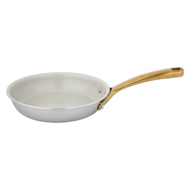 Nutrichef 8 x27 x27 Small Fry Pan Frypan Interior Coated With Durable Ceramic Non stick Coating Stainless Steel