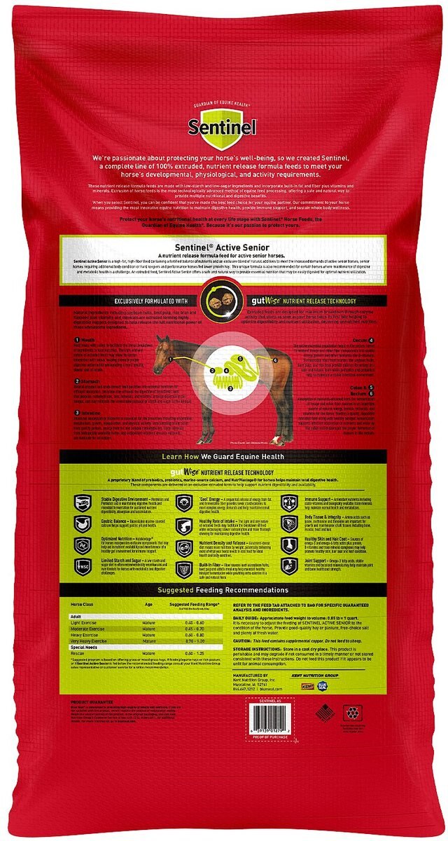 Blue Seal Sentinel Active Senior horse Food， 50-lb bag