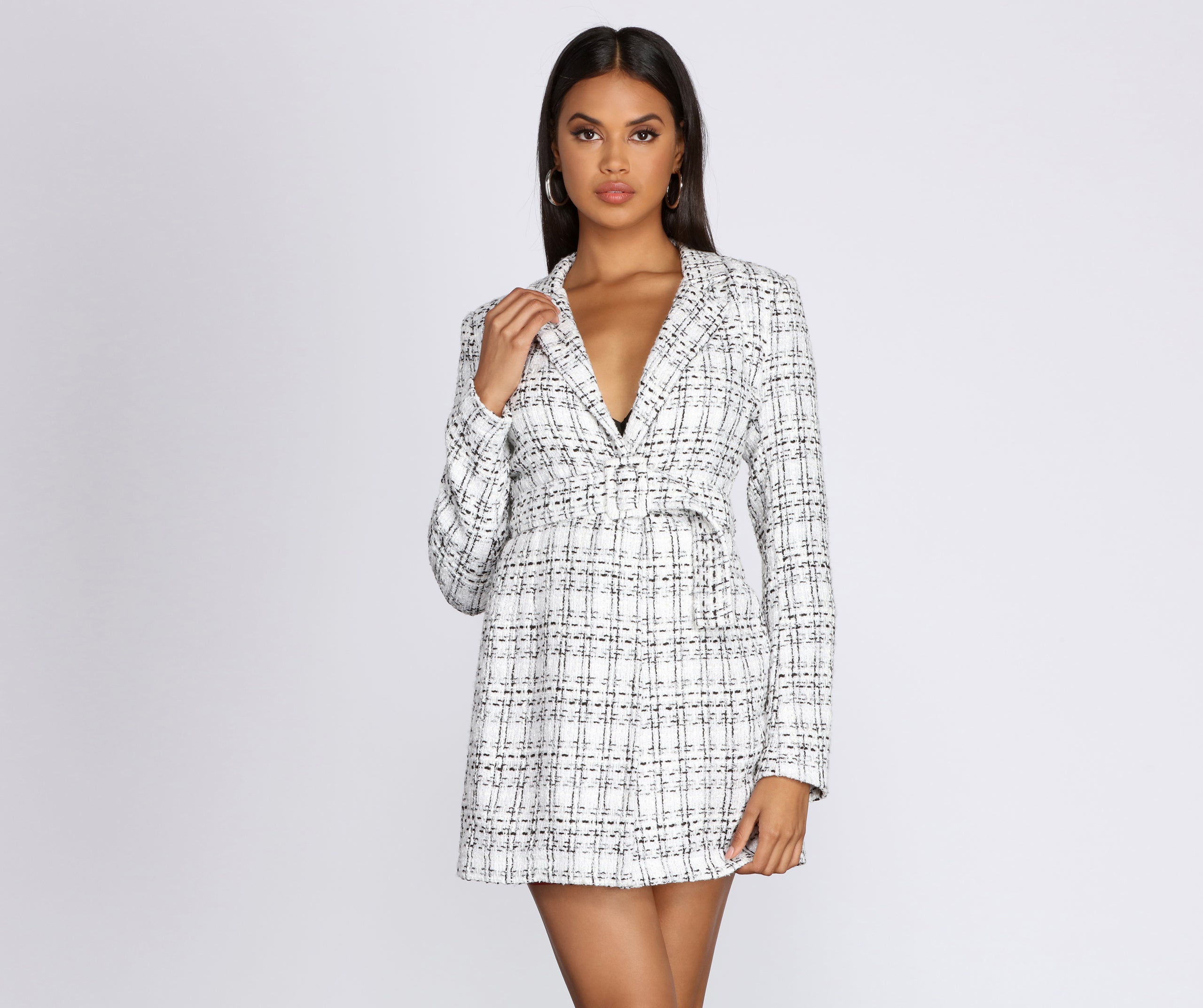 Boucle Belted Blazer Trench