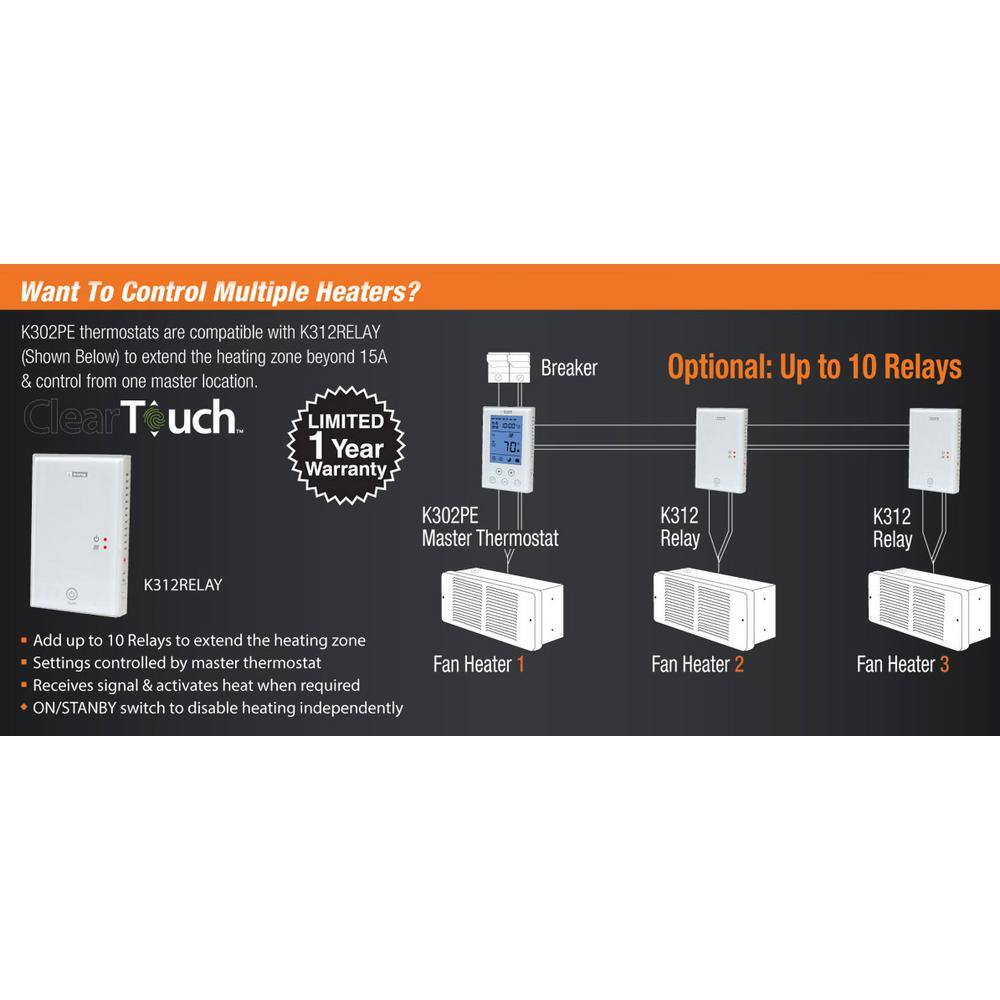 King Electric Thermostat 7-Day Programmable Double Pole 120208240-Volt 15 Amp K302PE