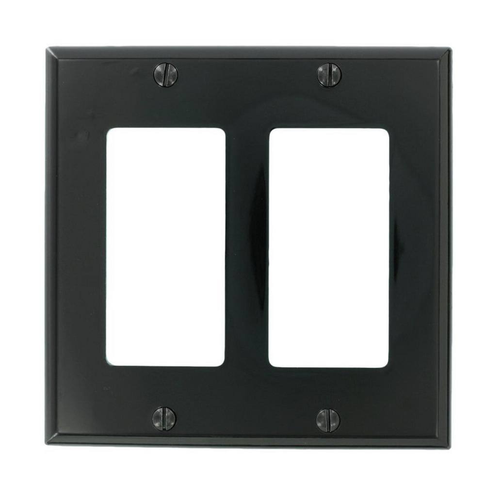 Leviton Black 2-Gang DecoratorRocker Wall Plate (1-Pack) 80409-NE