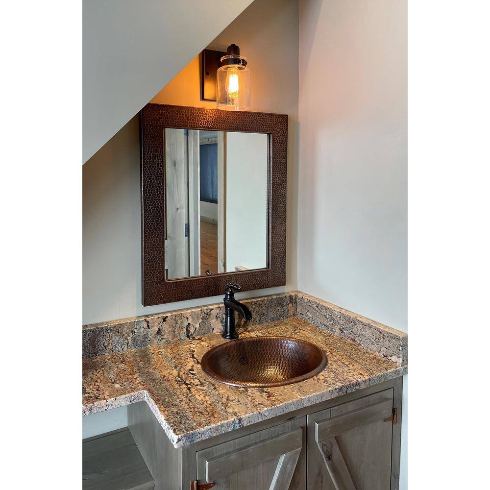 Premier Copper Products Self-Rimming Oval Hammered Copper Bathroom Sink in Oil Rubbed Bronze LO19RDB