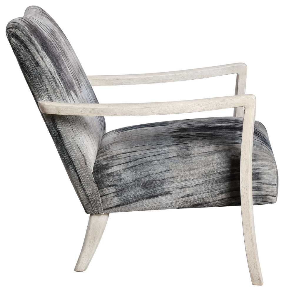 Watercolor Gray Chenille Accent Chair   Farmhouse   Armchairs And Accent Chairs   by Ownax  Houzz