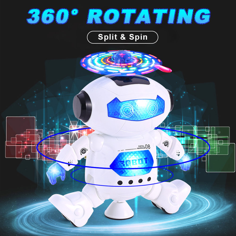 Walking Dancing Robot Toys for Toddlers Kids， 360° Body Spinning LED Lights and Music