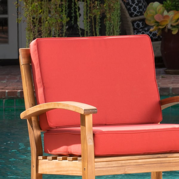 Peyton Outdoor Cushioned Wood Club Chairs (Set of 2) by Christopher Knight Home