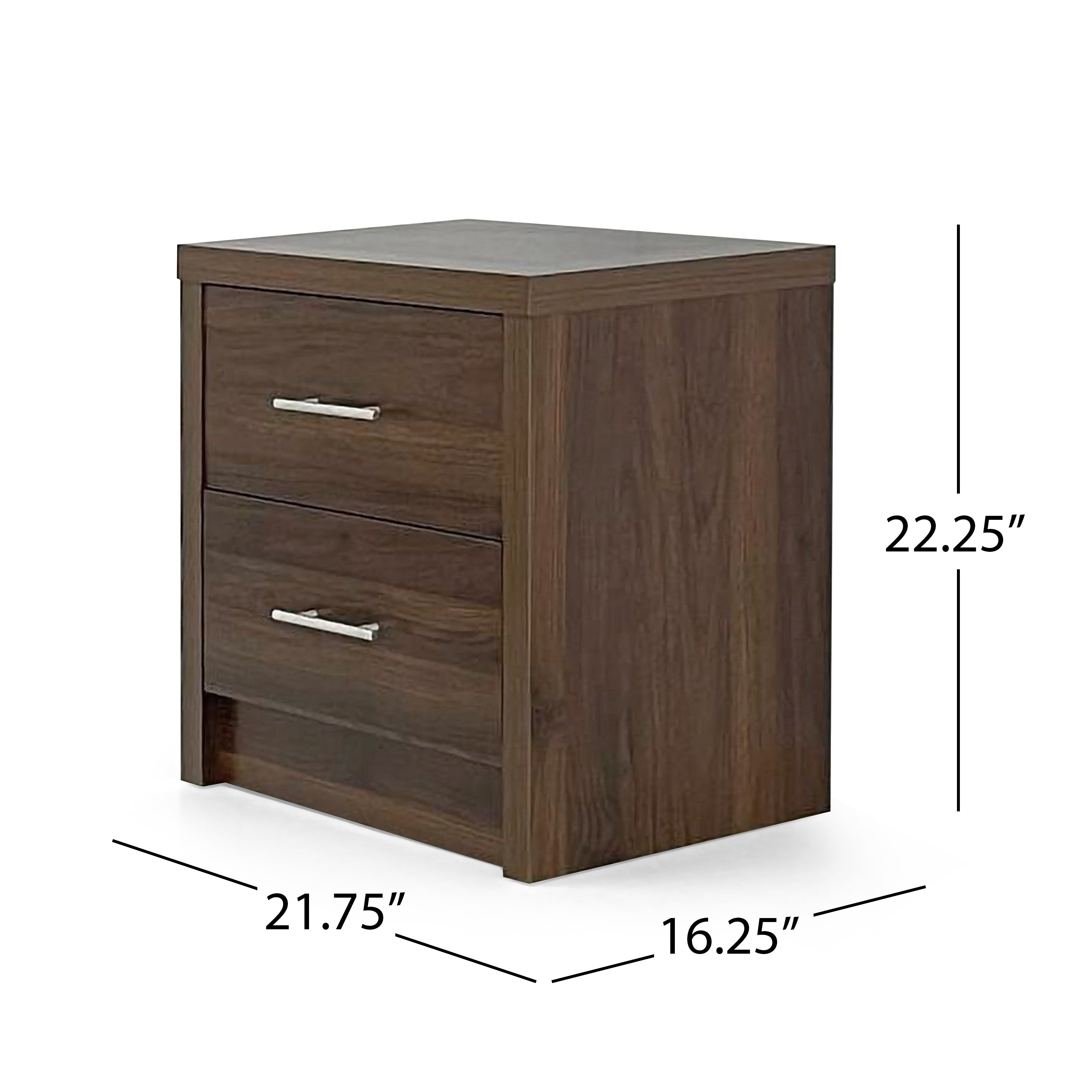 Marlette Modern Faux Wood 2 Drawer Nightstand