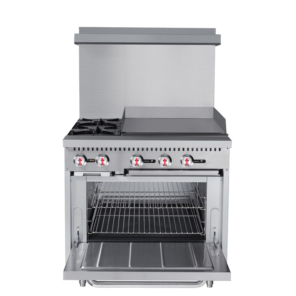 36 in. 2 Burner Commercial LP Range with 24 in. Griddle in Stainless Steel (KM CRG36 LP)