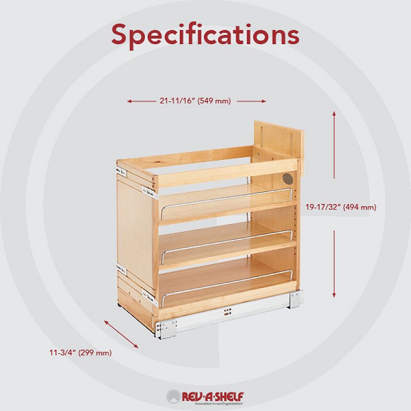 Rev-A-Shelf 11 Door/ Drawer Base Cabinet Organizer Soft-Close， 448-BDDSC-11C