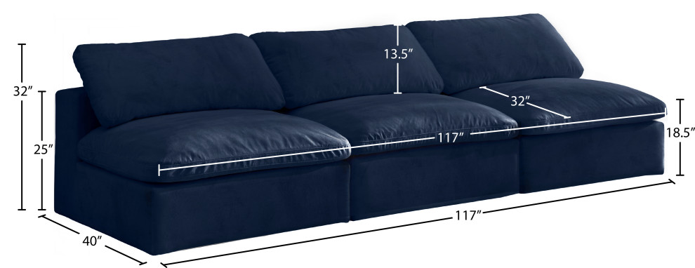 Cozy Velvet Upholstered Comfort Modular Sofa   Contemporary   Sofas   by Meridian Furniture  Houzz