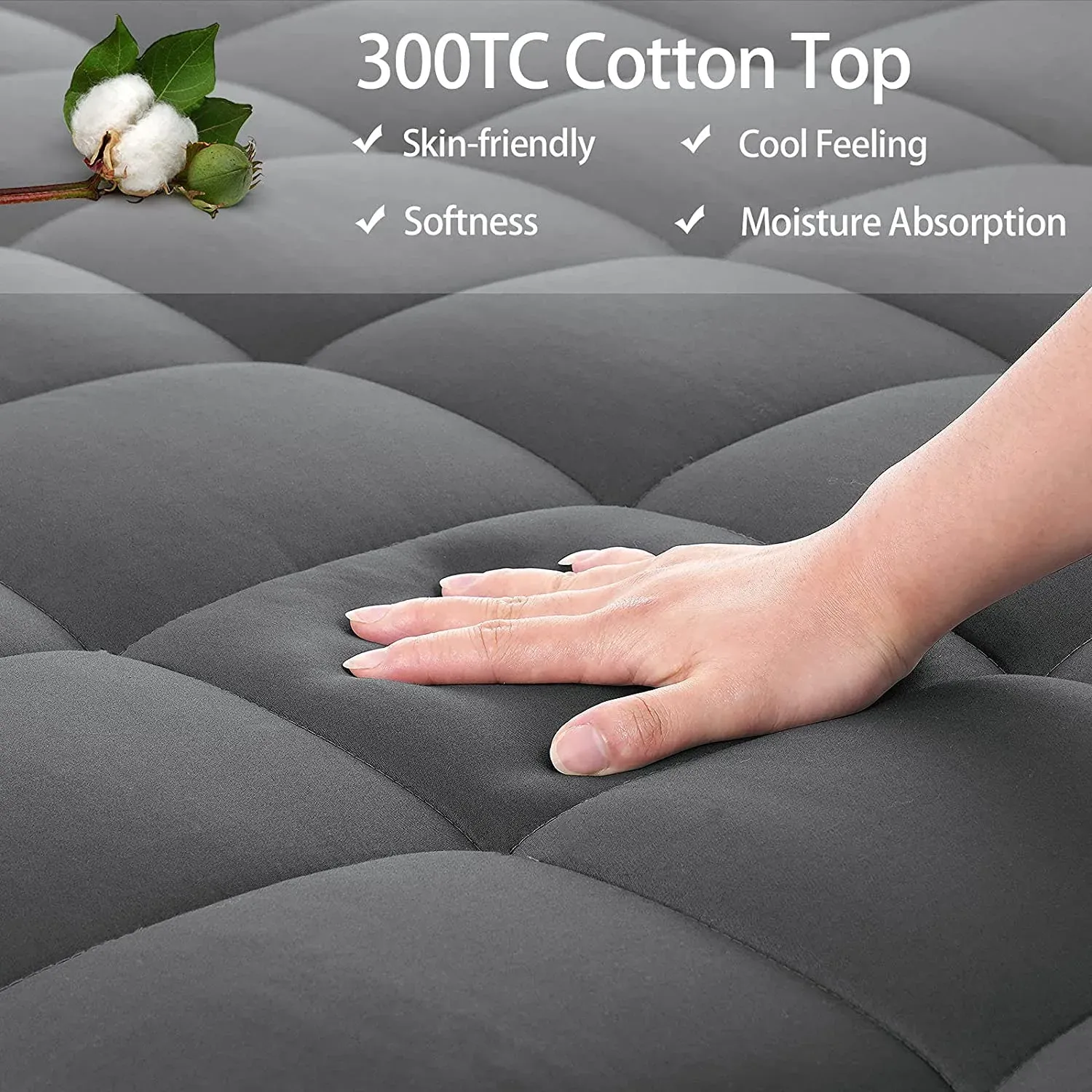 Queen Size Mattress Pad Pillow Top Mattress Cover Quilted