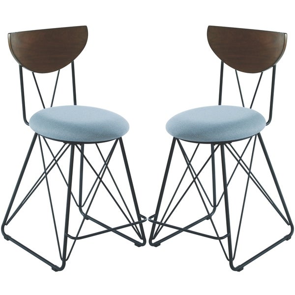 Modern Industrial Design Blue Counter Height Dining Stools (Set of 2)