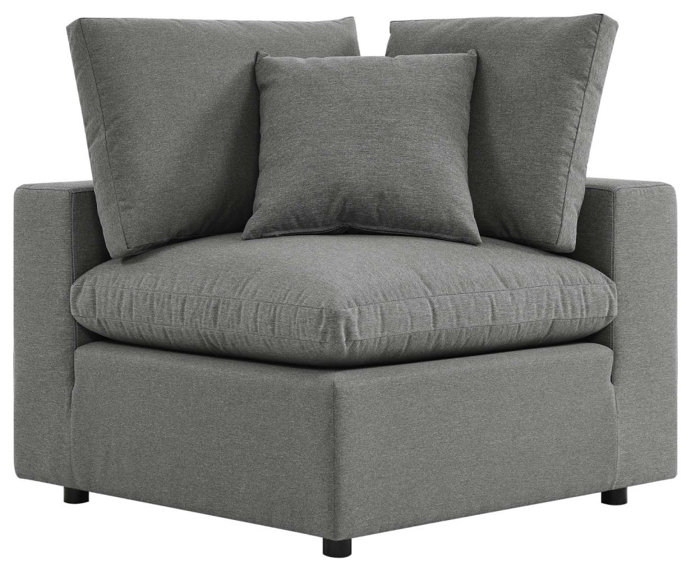 Commix Overstuffed Outdoor Patio Loveseat Charcoal  5576   Transitional   Outdoor Loveseats   by ShopFreely  Houzz