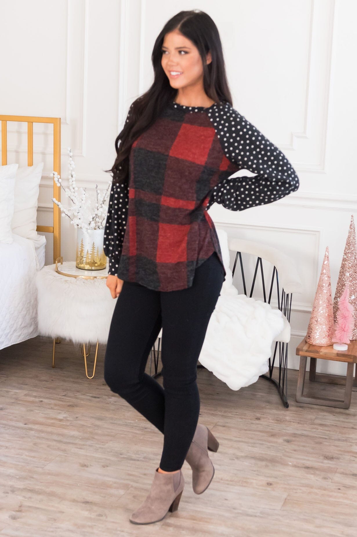 Falling For Plaid Modest Top